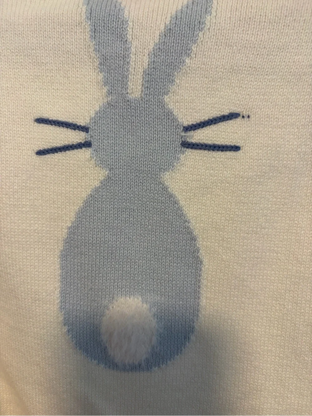 GAP Cream Knit Romper with Light Blue Bunny Motif